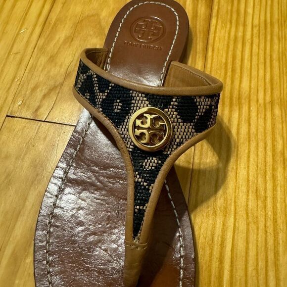 Tory Burch Cameron Thong Wedge Sandals Snakeskin-Embossed Women's Size US 5.5M - Picture 8 of 12